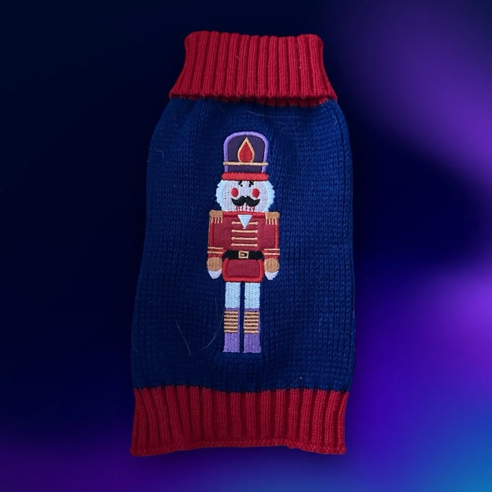 Red and Blue Knit Dog Sweater